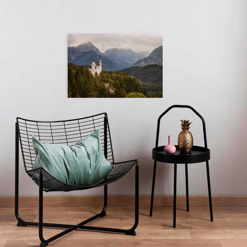 Fairytale Mountain Castle Dramatic Abstract Contemporary Autumn Forest Wall Art Print 1 Piece Wrapped Canvas Wall Art