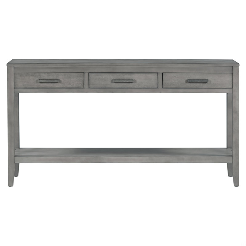 3-Drawer Console Table With 1 Shelf, Entrance Table, Gray