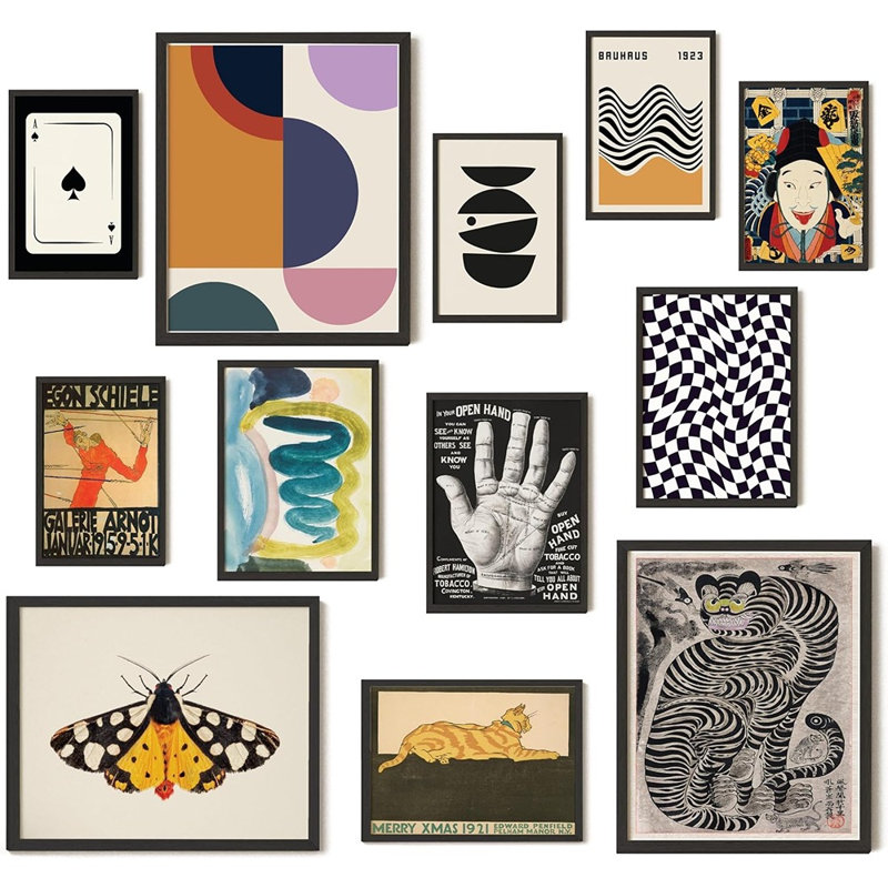97 décor rétro éclectique Wall Art Collage - Maximalist Decor estampes d'art moderne pour la décoration murale, esthétique éclectique Home Decor, Cool Funky Decor rétro affiches de Bauhaus pour chambre à coucher (non encadrées)