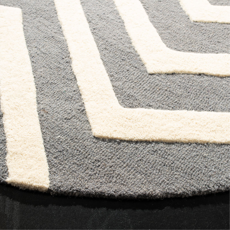 Sanyla Hand Tufted Wool Chevron Rug, Round 6'