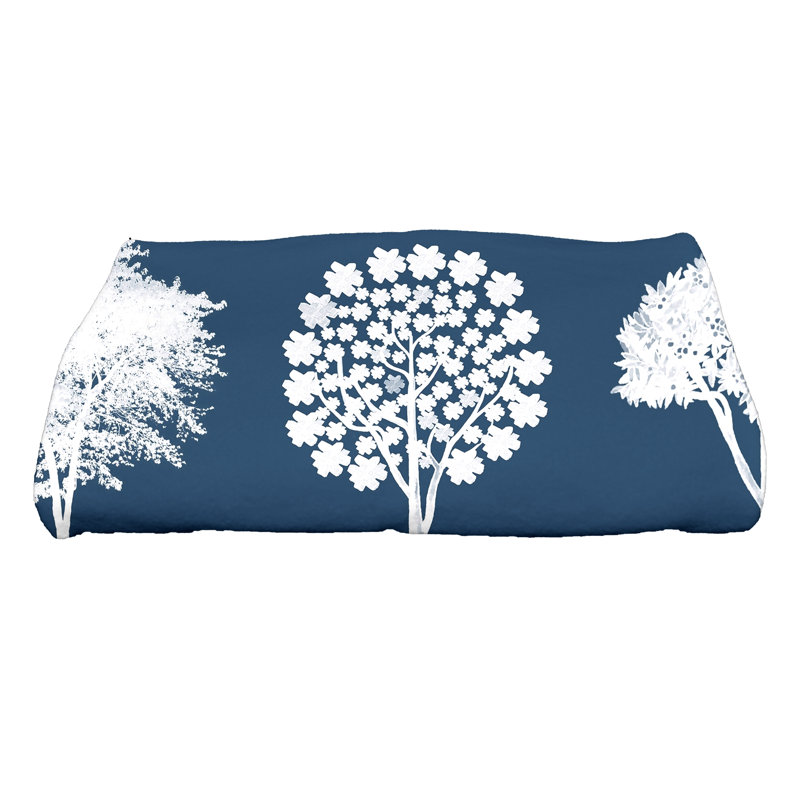 Serviette de bain à imprimé floral field of trees, Bleu