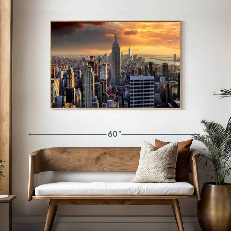 New York City High Rises, Cadre flottant en bois naturel, 46 po x 31 po