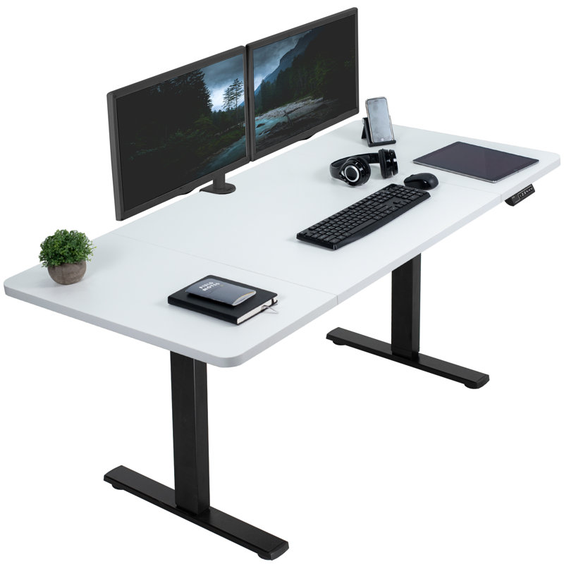 White and Black Adjustable Height Electric Standing Desk