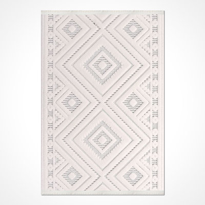 Modern Beige Machine Washable Non-Slip Area Rug