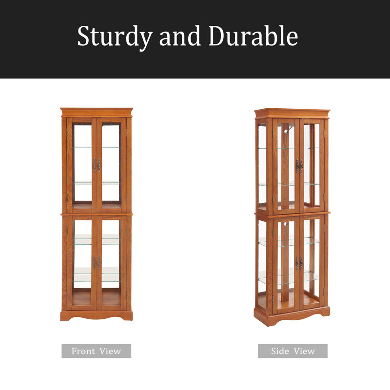 Espejo 26 " W Glass Curio Cabinet, Oak