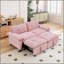 Canapé-lit convertible 73 po en velours rose avec matelas coulissant
