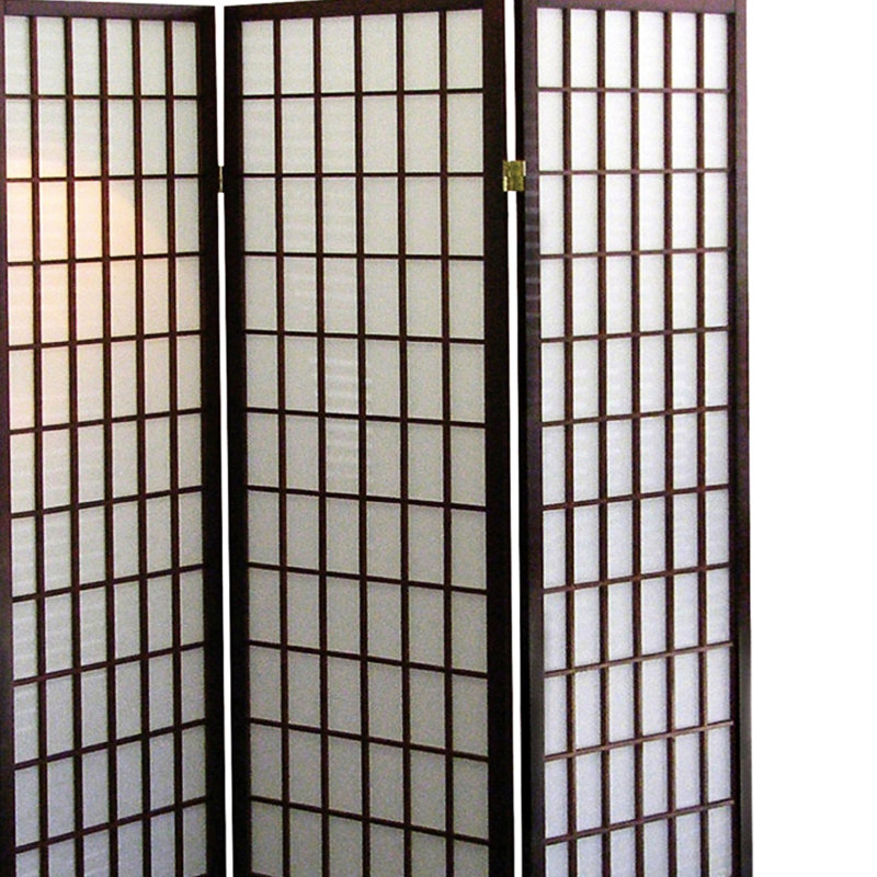 Cloison de séparation japonaise de 178 cm de haut, en bois de cerisier, pliable pour un rangement facile, composée de 3 panneaux.