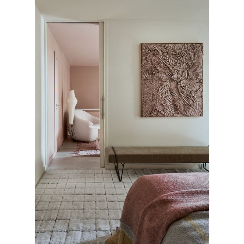 Mosaic Wool Geometric Area Rug in Beige, Rectangle 5'7" x 7'10"