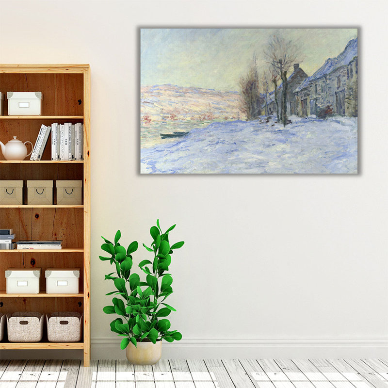 Lavacourt sous la neige - reproduction d'art sur toile, H 20 po x l 30 po