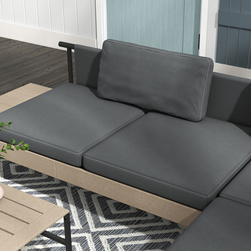 Bridget 3 Pieces Garden Furniture Set L-Shaped 4 Seater Corner Sofa Grey