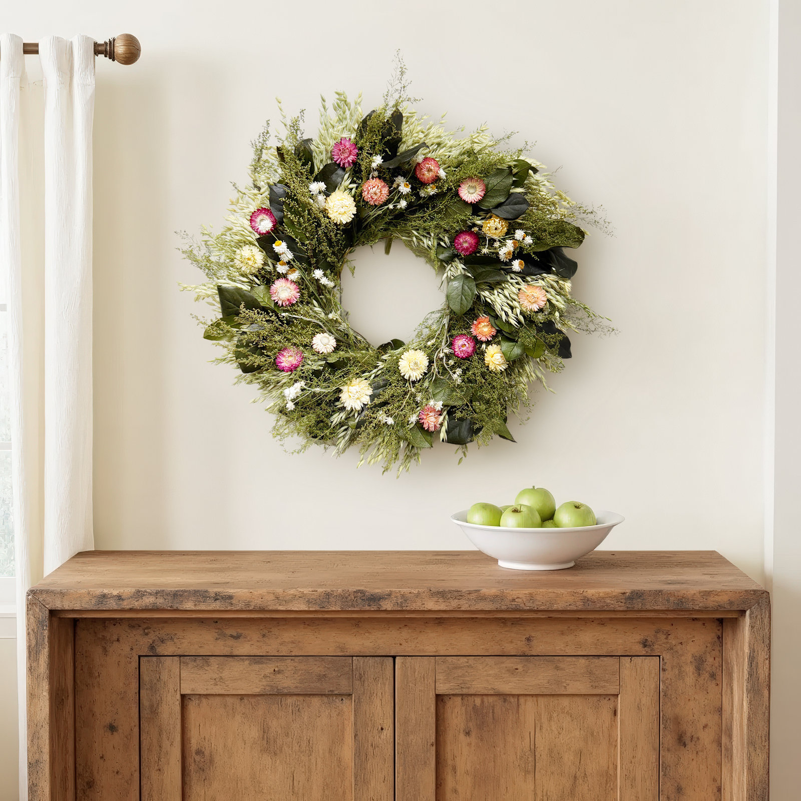 Strawflower Wreath, 22" W x 22" H x 5" D