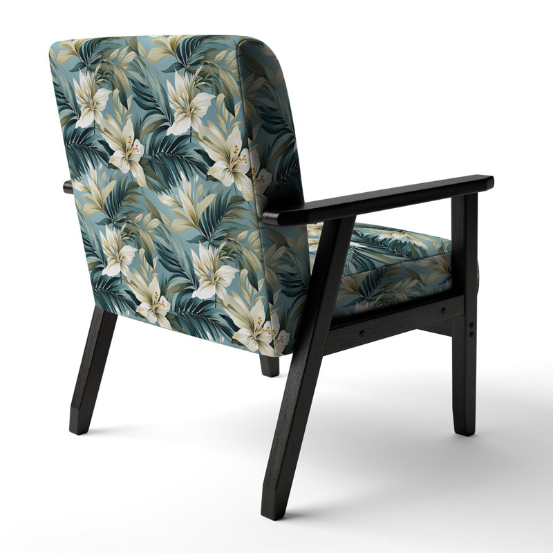 Fauteuil rembourré d'appoint tropical D, Motif tropical côtier neutre I