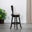 Tabouret pivotant à lattes de 30 po de hauteur de bar, finition espresso, siège en tissu beige-1080185674-1080185717