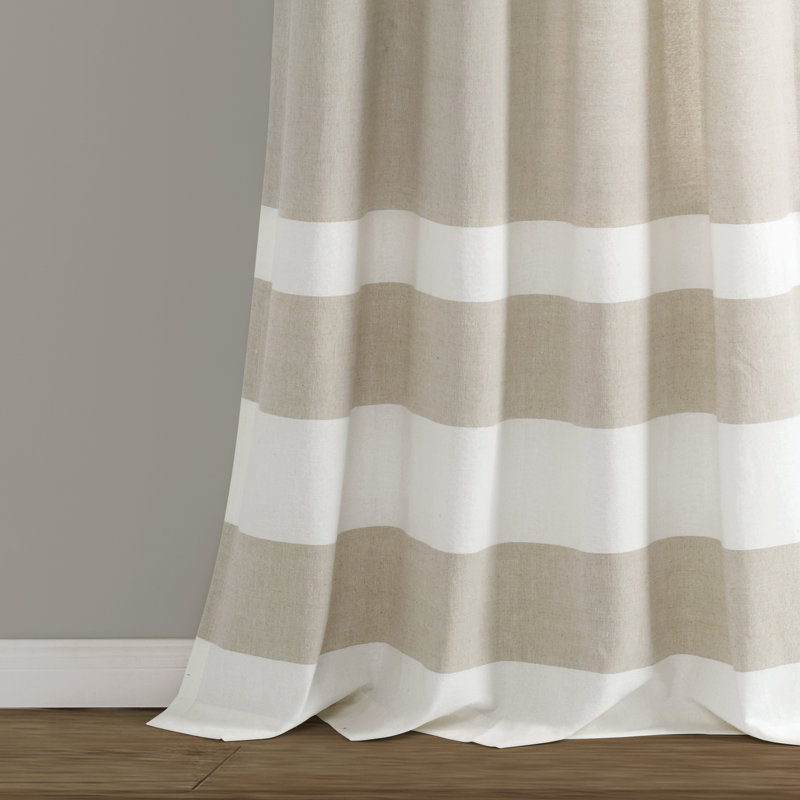 Cape Cod Stripe Cotton Curtain Pair, 40" W x 84" L, Taupe