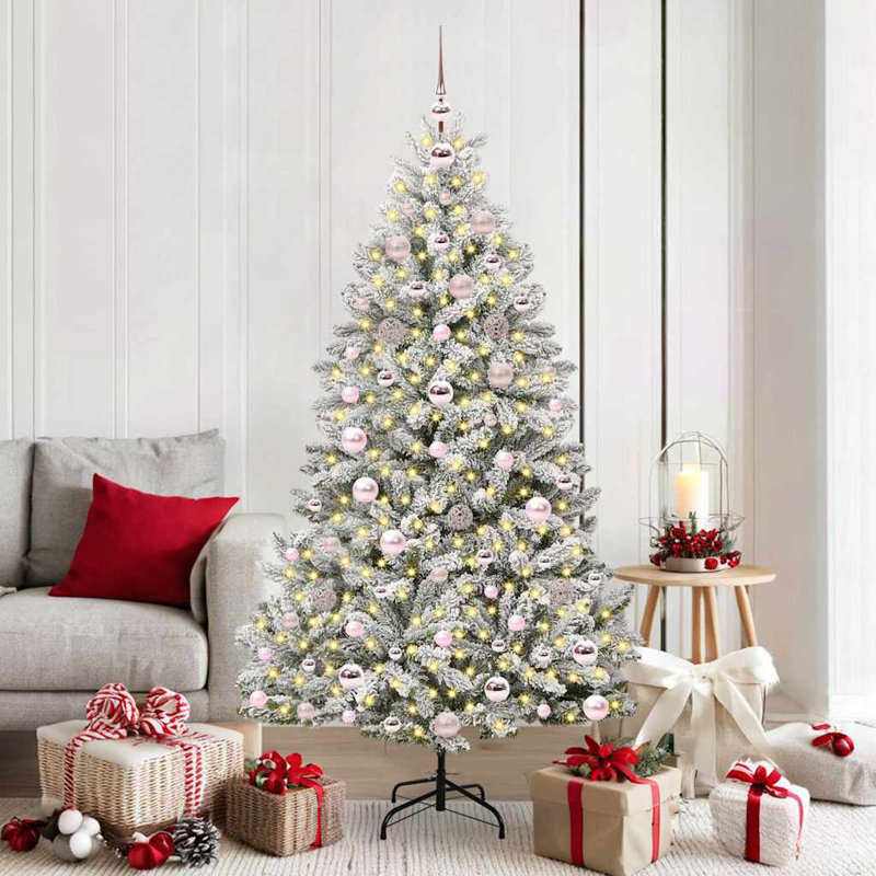 Artificial Christmas Tree Green and White PVC and Metal, 5.91 ft