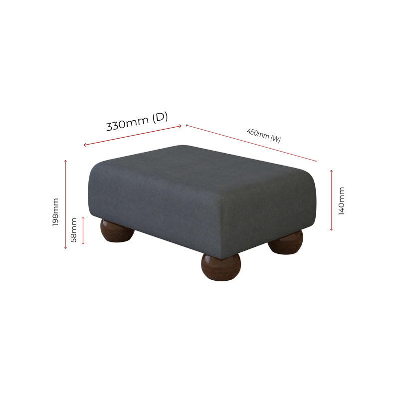 Autryville Wood Bun Feet - Fabric, Mahogany, Poz, Steel Grey