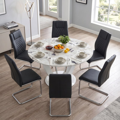 Ensemble de table de salle à manger 47,2 "pour 6 personnes, table de cuisine moderne et chaises