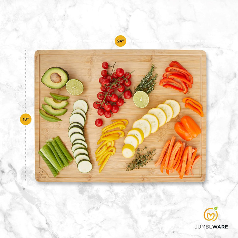Jumblware Bamboo Cutting Board, Water-Resistant, Lightweight