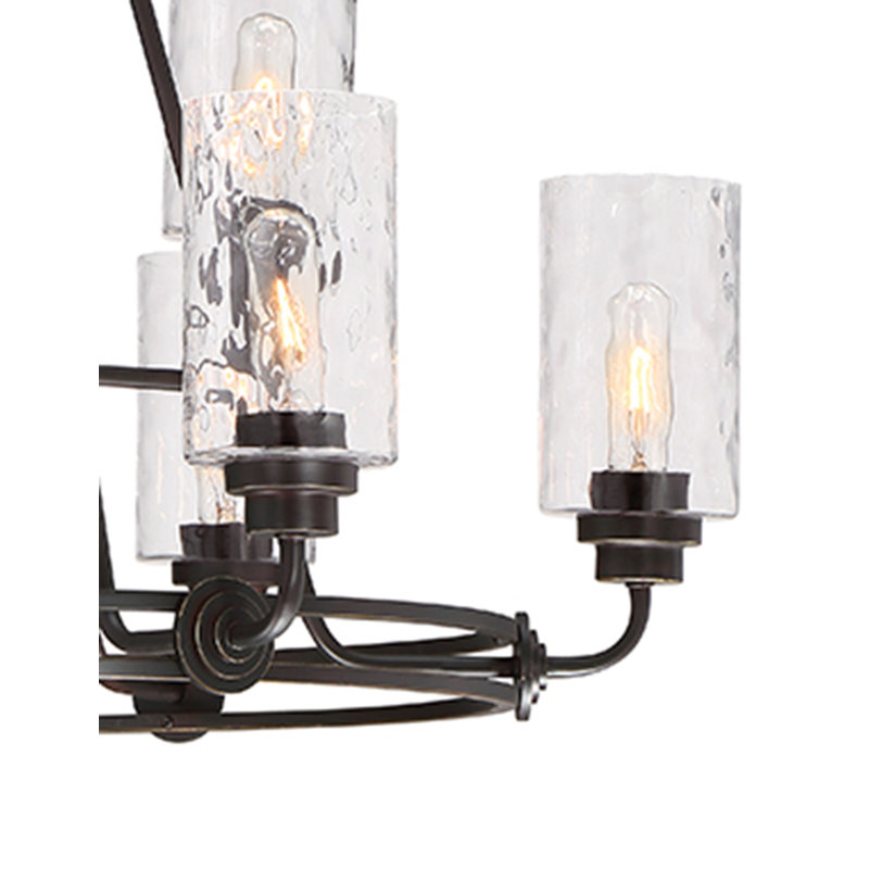 Manningtree 9 - Light Steel Dimmable Wagon Wheel Chandelier, Old English Bronze