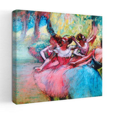 Quatre ballerines sur la scène, orchidée contemporaine colorée, impression murale classique