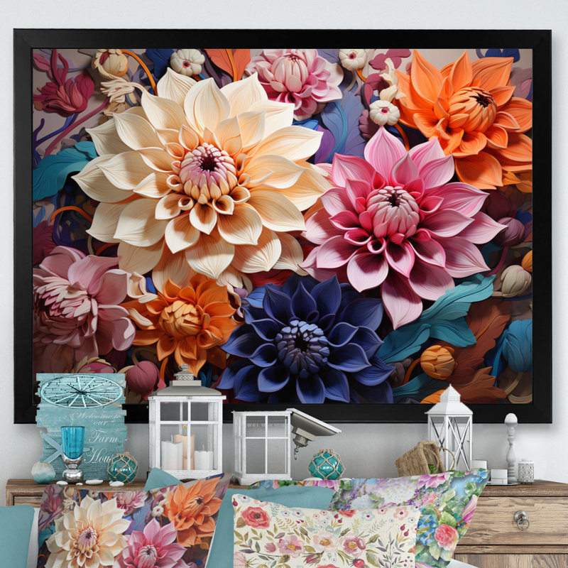 «Dahlia Dreams I» sur toile, Cadre simple noir, H 12 po x l 20 po x P 1 po