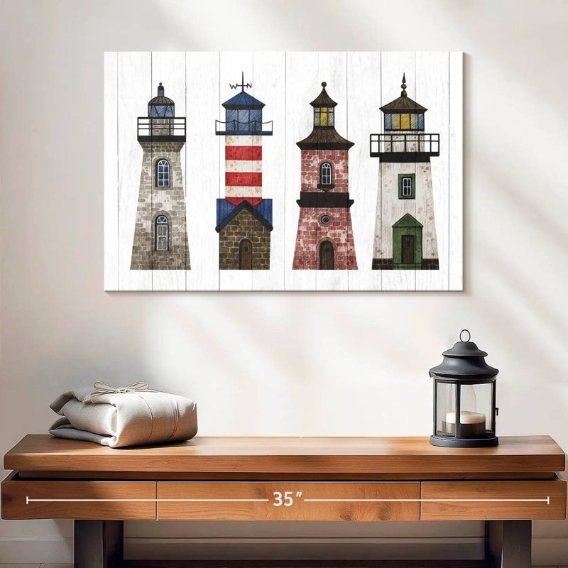 Aletra Wood Style Lighthouse Row, 16" H x 24" W