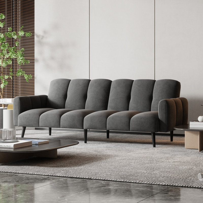 Scholz Better Home Products Velvet Upholstered Sofa Bed, Gray