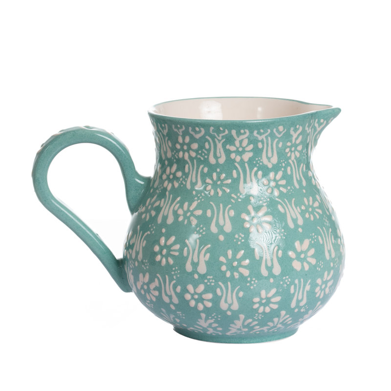 Hand Painted Ceramic 45oz. Ceramic Pitcher, Green