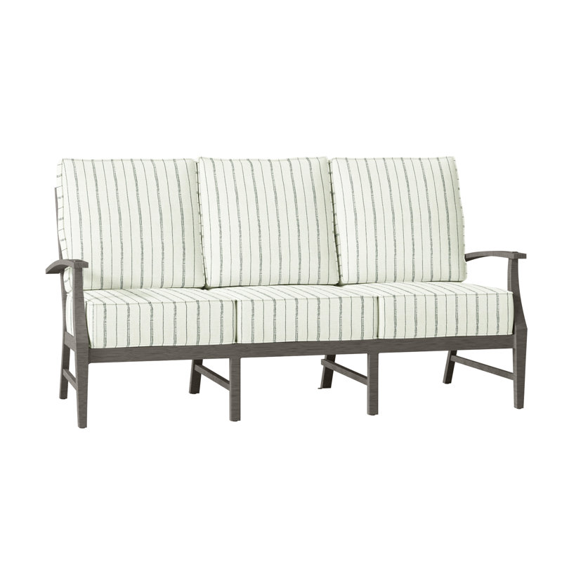 Croquet 76" Wide Outdoor Patio Sofa with Cushions, No Welt, Intermix Bark, Slate Gray