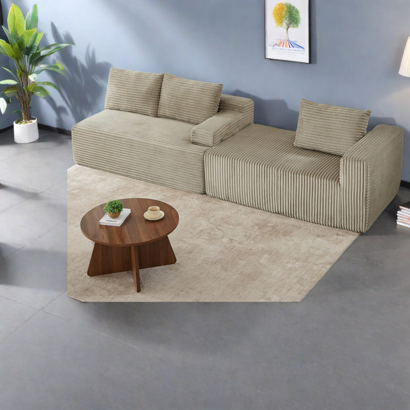 Canapé modulaire en velours côtelé de luxe, aucun assemblage requis, style moderne pour la maison