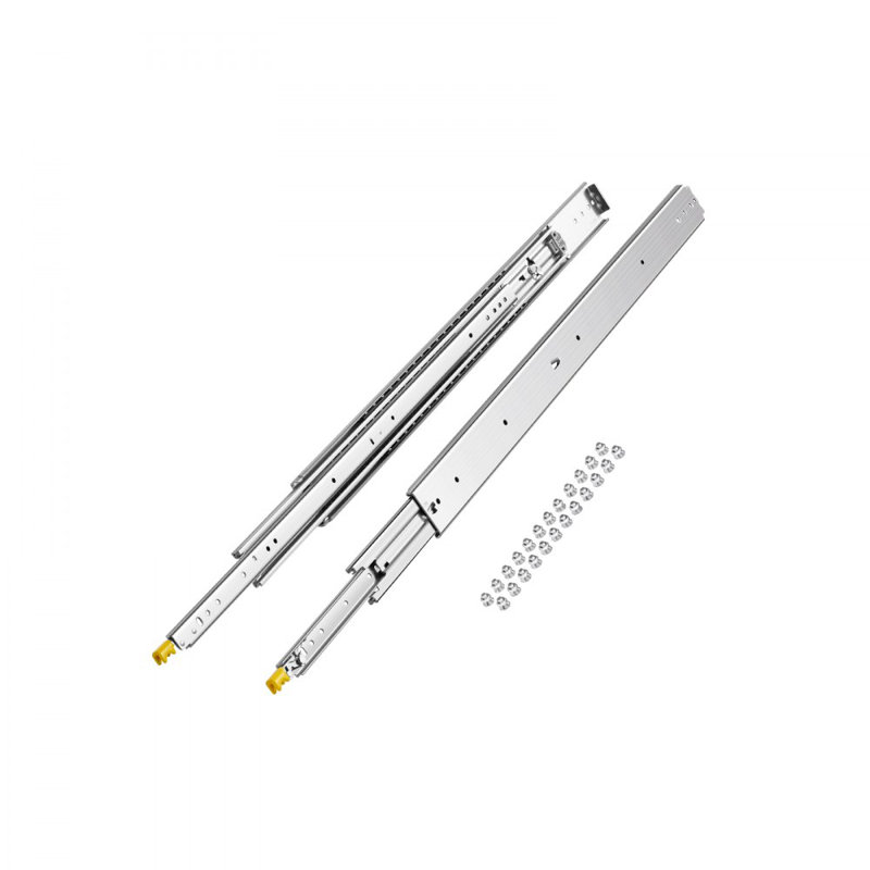Drawer Slides with Lock, 1 Pair 40 inch, Industrial Drawer Slides up to 500 lbs Capacity, 3-Fold Full Extension, Ball Bearing Lock-in & Lock-Out, Side Mount