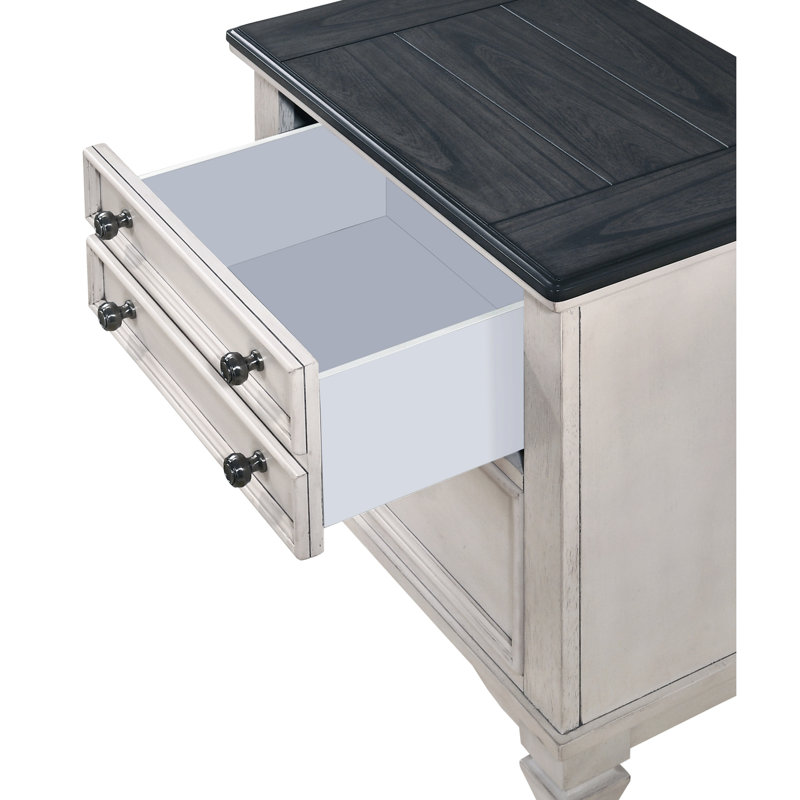 Magnifique table de chevet avec finition bicolore et deux tiroirs pour le charme de la chambre à coucher bicolore: tiroirs robustes
