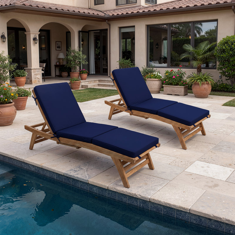 Ensemble de 2 coussins de chaise d'extérieur résistants à l'eau et pliables pour chaises longues de patio avec attaches autoagrippantes