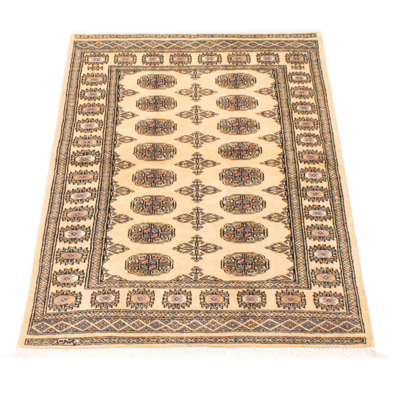 Tapis unique en laine noué à la main Bokhara 3 pi 1 po x 5 pi 4 po Peshawar