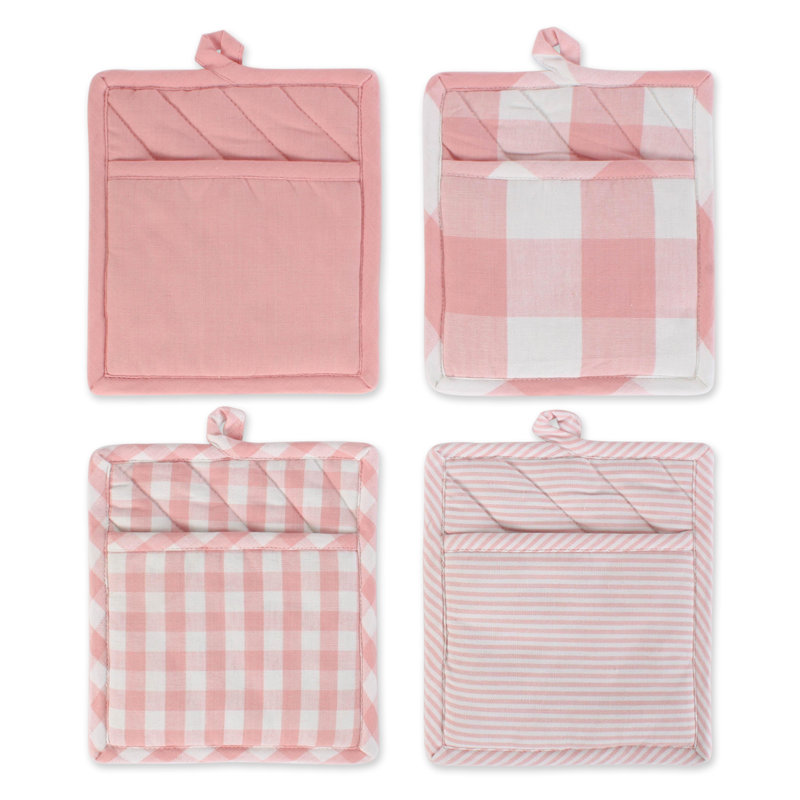 Gracie Oaks Fairley Checkered Cotton Potholder Set
