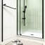 Porte de douche de 32 à 36 po x H 72 po avec pivot universel, finition noire matte, composants en acier inoxydable 304, dispositif d'arrêt des fuites, fermeture magnétique, canal mural réglable, réglage large de 4 po, rapide
