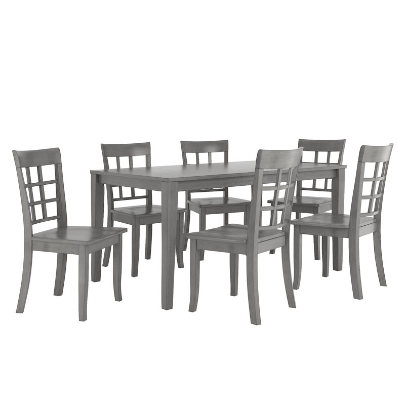 Ensemble de salle à manger à 4 pieds en bois massif Norita, Gris antique