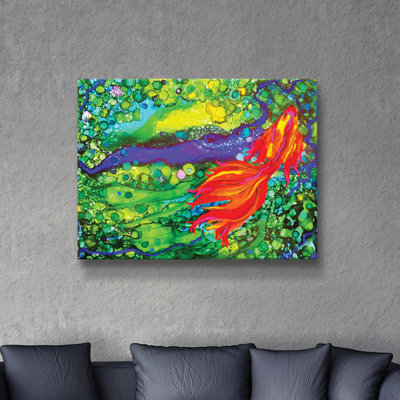 Koi Up Stream - impression d'art graphique