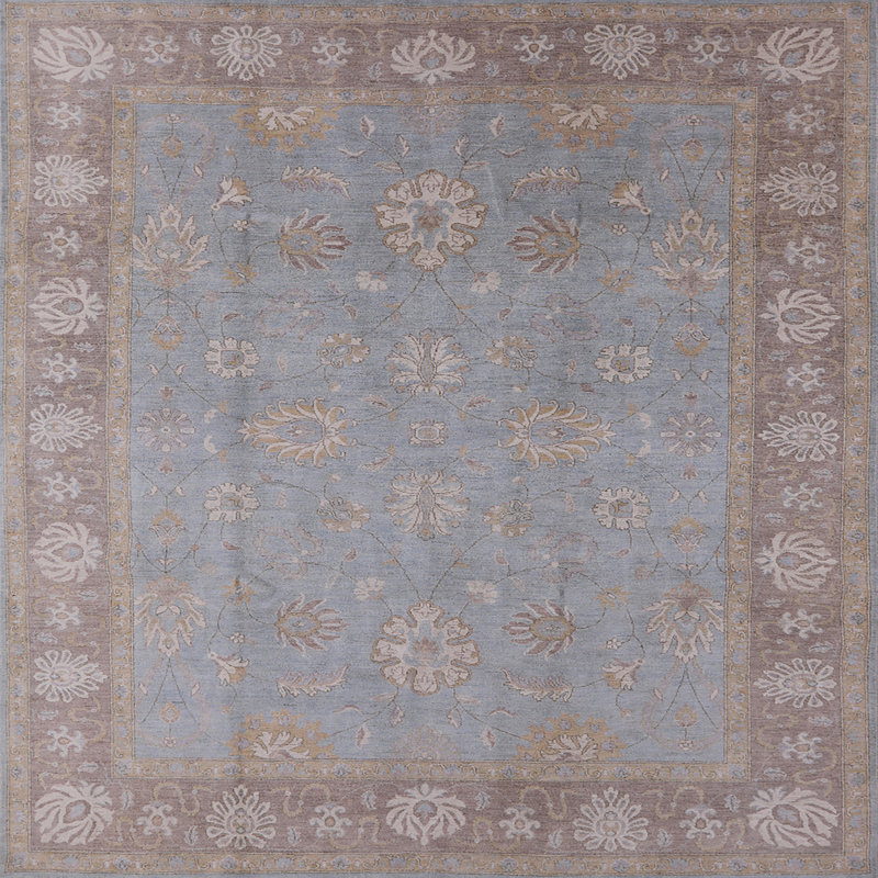Tapis bleu / brun Krisdapor, Carré 5 pi