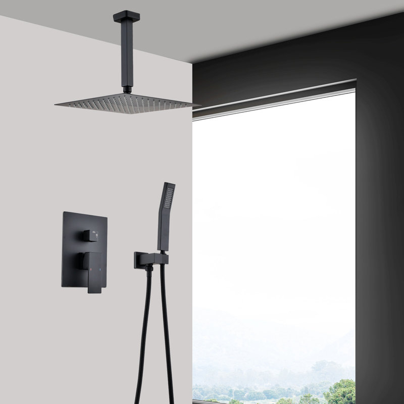 Thermostatic Luxury Ceiling-Mounted Shower Combo – 10" Rainfall Shower Head & Handheld with Self-Cleaning Nozzles | Easy USA Install