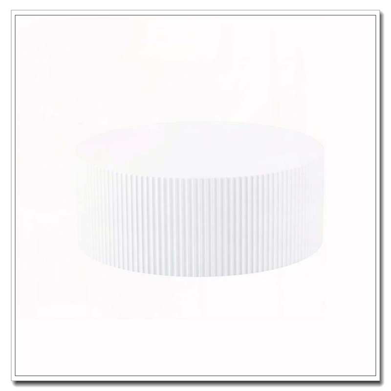 Round Coffee Table with Handcrafted Relief, White