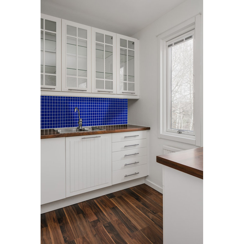 1" x 1" Straight Edge Glass Mosaic Tile, Deep Blue