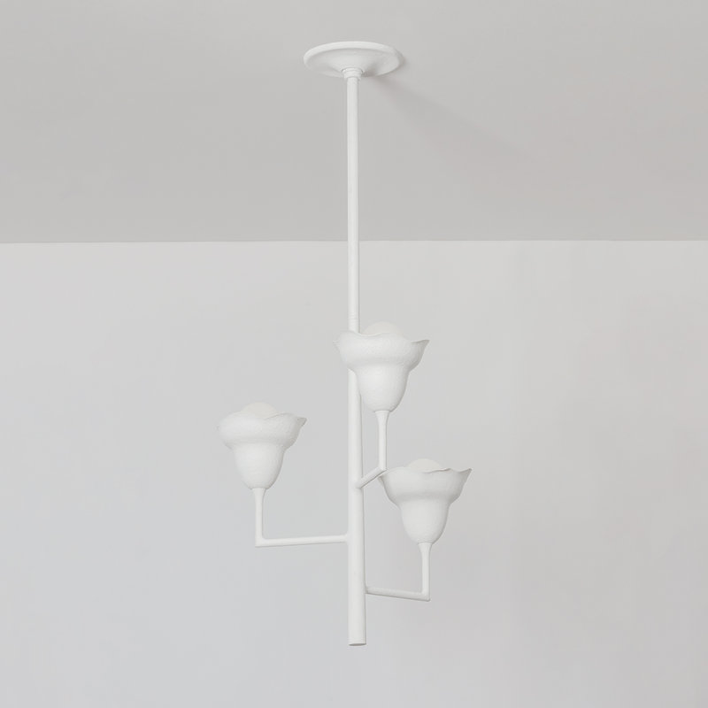 Alora 3 Light Chandelier, White Plaster