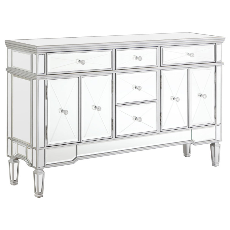 Luxury Build - Malama 5-Drawer Mirrored Storage Accent Cabinet Silver