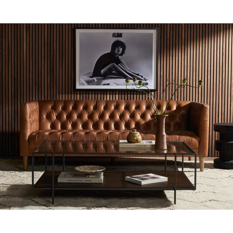 Williams Leather Sofa-75"-Nat Wash Camel, Natural Washed Camel Genuine Leather