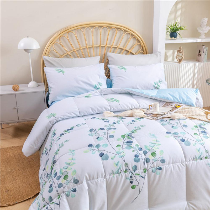 Ensemble d'édredon réversible 100% coton 4 pièces Shubozeman, Édredon grand + 2 taies d'oreiller standard