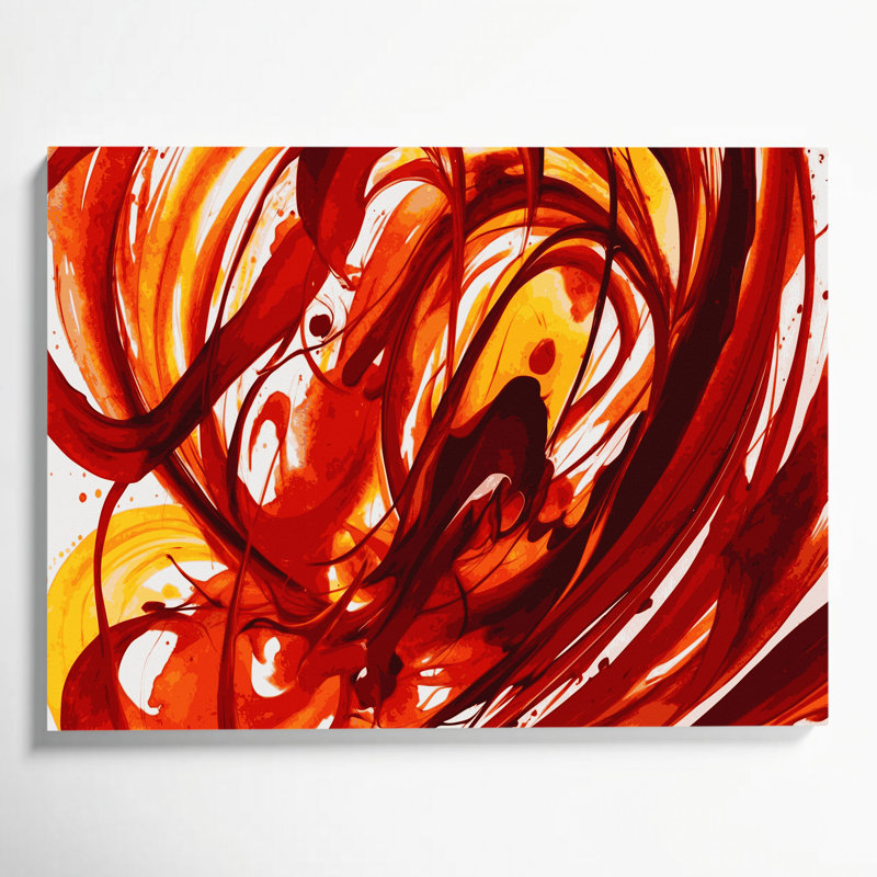 Aquarelle abstraite, art mural sur toile rouge 8, H 20 po x l 30 po