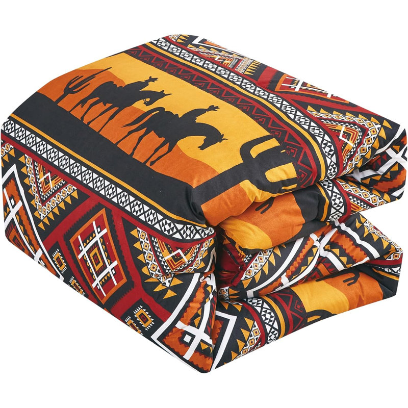 Full Multicolor Microfiber Western Rodeo Comforter Set