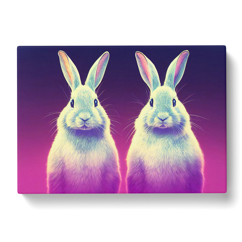 Pair Of Rabbits - Wrapped Canvas Print, 35cm H x 50cm W x 3cm D
