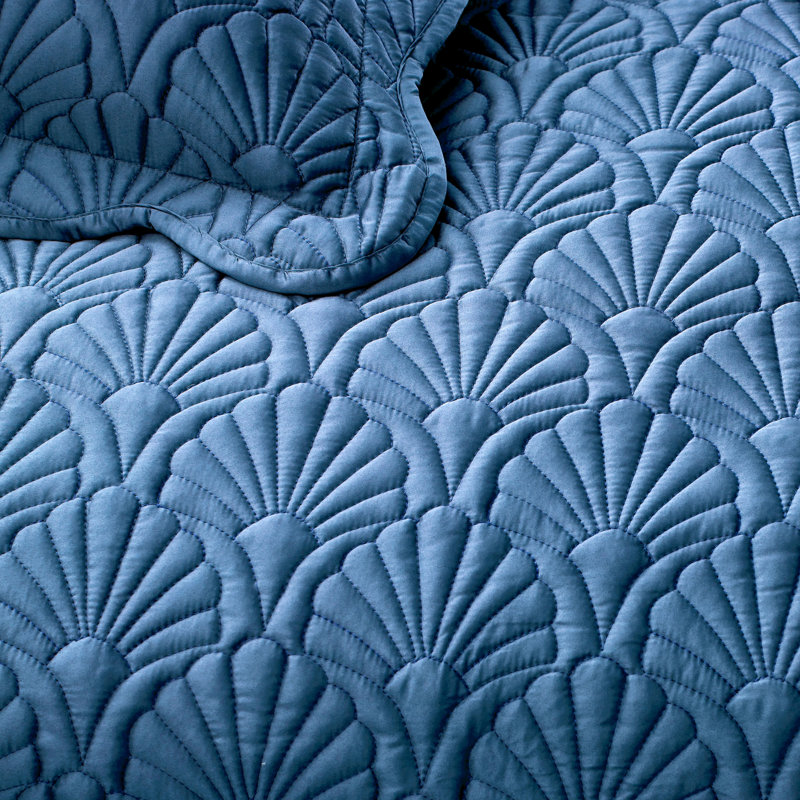 Ted Baker Deco Shell Quilt Set, Queen Quilt + 2 Standard Shams, Sapphire Blue